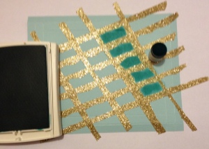 Raster Screen Technik mit SU Papier Aquamarin und Washi Tape