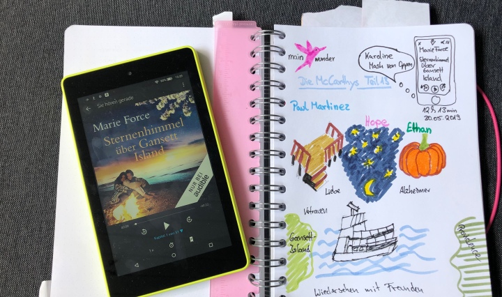 Sketchnote zum Hörbuch: Sternenhimmel über Gansett Island von Marie Force